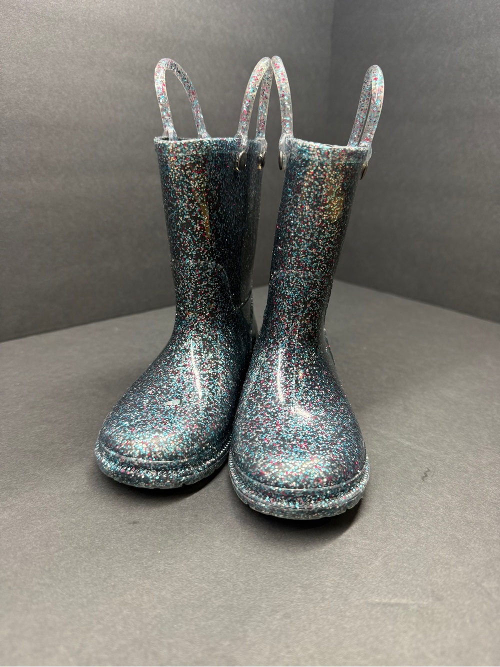 Western Chief Kids Glitter Rain Boots - Teal with Multicolor Sparkle